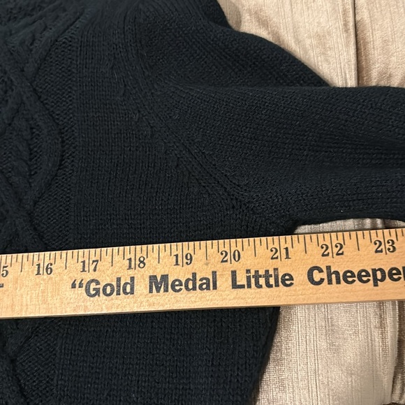 Fortune & Ivy Cable Knit Sweater Dress Size Large Black Turtleneck Pullover - Picture 9 of 10